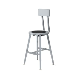 955-TTSG18HBS10 Round Stool w/ Solid Back & Black Steel Seat, Gray