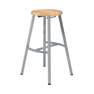 955-TTSG30BB Round Backless Stool w/ Butcherblock Seat, Gray
