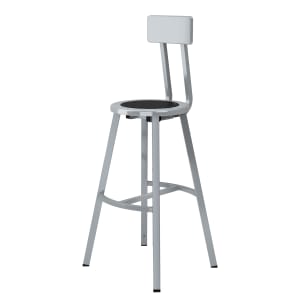 955-TTSG30BS10 Round Stool w/ Solid Back & Black Steel Seat, Gray
