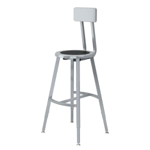 955-TTSG24HBS10 Round Stool w/ Solid Back & Black Steel Seat, Gray