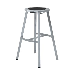 955-TTSG30S10 Round Backless Stool w/ Black Steel Seat, Gray