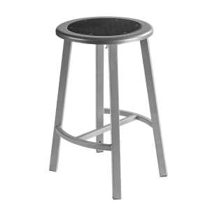 955-TTSG24S10 Round Backless Stool w/ Black Steel Seat, Gray