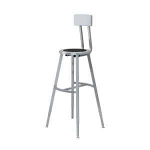955-TTSG30HBS10 Round Stool w/ Solid Back & Black Steel Seat, Gray