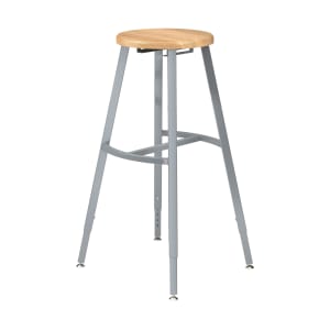 955-TTSG30HBB Round Backless Stool w/ Butcherblock Seat, Gray