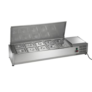 150-ACP55 55" Countertop Refrigerated Prep Rail - Hinged Lid