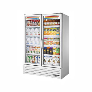 598-FLM54TSL01 53 7/8" FLM Series Two Section Glass Door Merchandiser - (2) Left/Right Hinge Doors, White, 115v