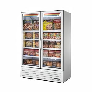 598-FLM54FHCTSL01 53 7/8" Two Section Display Freezer w/ Swing Doors - Bottom Mount Compressor, White, 115v
