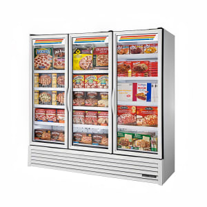 598-FLM81FHCTSL01 80 3/4" Three Section Display Freezer w/ Swing Doors - Bottom Mount Compressor, White, 115v