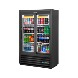 598-GDM33SSL56 36" GDM Series Two Section Glass Door Merchandiser - (2) Sliding Doors, Black, 115v