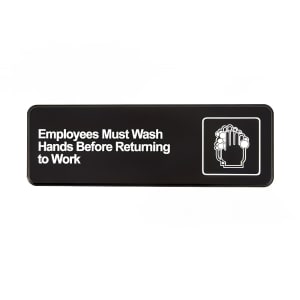 175-4530 Wash Hands Before Returning to Work Sign - 3x9" White on Black