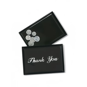 175-100096 Oblong Tip Tray - Thank You, 4 1/2" x 6 1/2", Black