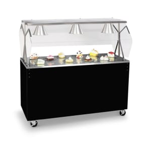 175-3876660 60" Mobile Food Bar w/ Cabinet & Stainless Top - Cherry Woodgrain, 120v