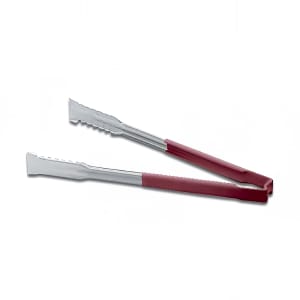 175-4791640 16"L Stainless Steel Utility Tongs - Red