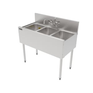 199-TS36M3 36" 3 Compartment Sink w/ 14"L x 10"W Bowl, 9 1/4" Deep