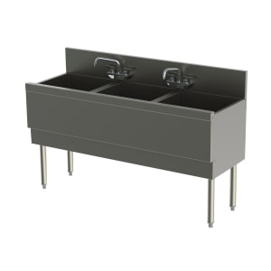 199-TS54M3EC 54" 3 Compartment Sink w/ 16"L x 16 1/4"W Bowl, 15" Deep