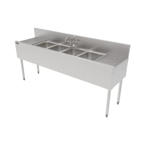 199-TS72M4DB 72" 4 Compartment Sink w/ 14"L x 10"W Bowl, 9 1/4" Deep
