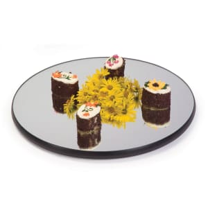 121-292 34" Round Rimless Mirror Tray w/ Black Vinyl Edge