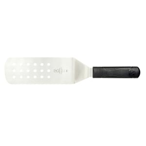 132-M18710 8" x 3" Perforated Turner w/ Black Polypropylene Handle, High Carbon Japanese Steel