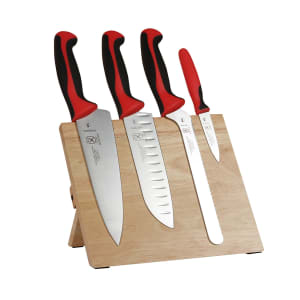 132-M21980RD 5 Piece Knife Set w/ Rubberwood Magnetic Board