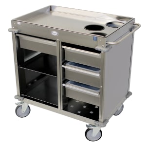 516-BC4 Mobile Beverage Service Cart w/ (2) Shelves & (4) Drawers - Stainless Steel