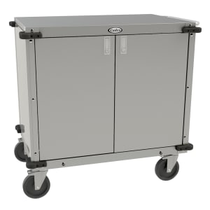516-CCLUC Locking Door Utility Cart w/ Adjustable Storage Shelf & Handle, Stainless Steel