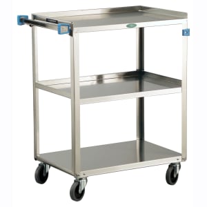 121-422 3 Level Stainless Utility Cart w/ 500 lb Capacity, Raised Ledges