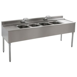 241-B6C422 72" 4 Compartment Underbar Sink w/ 10"L x 14"W Bowl, 10" Deep