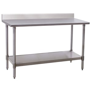 241-T3060SBBS 60" 16 ga Work Table w/ Undershelf & 430 Series Stainless Top, 4 1/2" Backsplash
