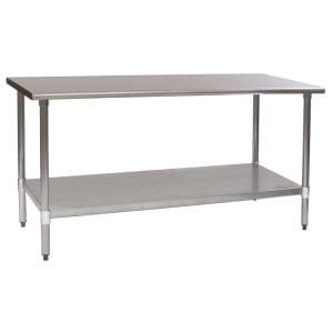 241-T3672B 72" 16 ga Work Table w/ Undershelf & 430 Series Stainless Flat Top