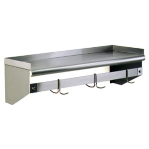 241-WSP1236 Solid Wall Mounted Overshelf w/ Pot Rack, 36"W x 12"D, Stainless