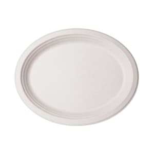 690-WHBRG912 Oval Disposable Platter - 12" x 9", Molded Fiber, White