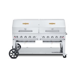 828-CVMCB72SIBULKRDP 72" Mobile Gas Commercial Outdoor Charbroiler w/ Roll Domes, Liquid Propane
