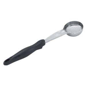 175-6432220 2 oz Round Perforated Spoodle - Black Nylon Handle, Heavy-Duty, Stainless Steel