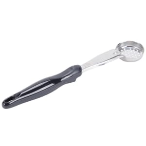 175-6432120 1 oz Round Perforated Spoodle - Black Nylon Handle, Heavy-Duty, Stainless Steel