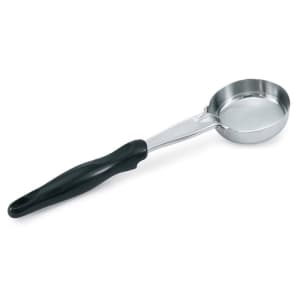 175-6433320 3 oz Round Solid Spoodle - Black Nylon Handle, Heavy-Duty, Stainless Steel
