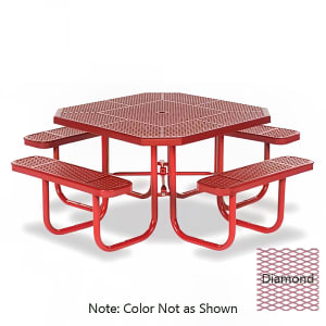 879-SG145DBU 74 3/8" Octagonal Signature Outdoor Table w/ Seats - Steel, Diamond