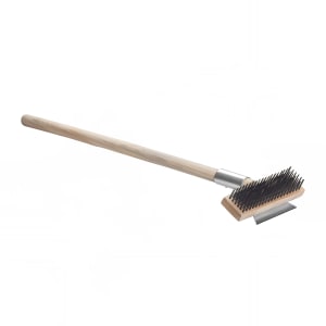080-BR27 27" Pizza Oven Brush w/ Wire Bristles & Scraper, Wood Handle