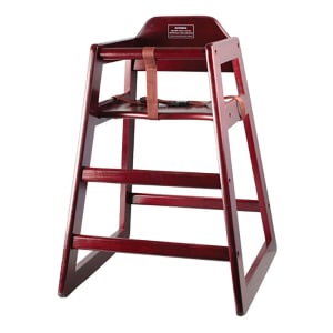 080-CHH103 29 3/4" Stackable Wood High Chair w/ Waist Strap, Mahogany
