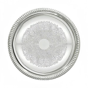 080-CMT14 14" Round Serving Tray - Gadroon Edge w/ Engraving, Chrome Plated