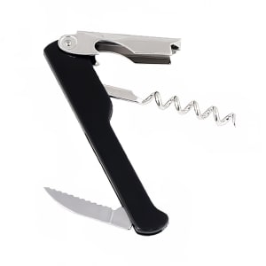 080-CO712 Waiter's Corkscrew w/ Foil Cutter & Bottle Cap Opener, Black