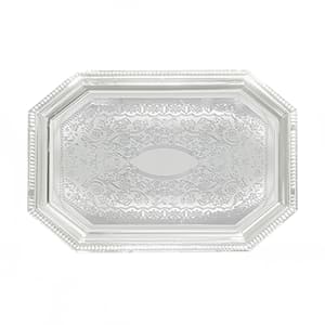 080-CMT1420 Octagonal Serving Tray - 20" x 14", Gadroon Edge w/ Engraving, Chrome Plated