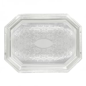 080-CMT1217 Octagonal Serving Tray - 17" x 12 1/2", Gadroon Edge w/ Engraving, Chrome Plated