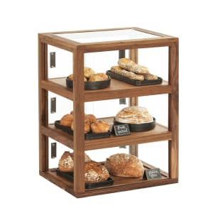 151-2291278 3 Tier Pastry Display Case - 21"W x 17"D x 28"H, Walnut