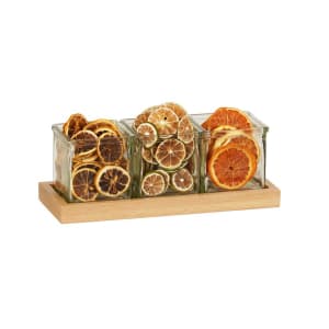 151-2318321 Rectangular 3 Compartment Condiment Jar Display - Clear/Oak