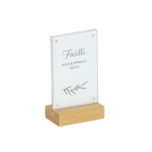 151-231854621 Tabletop Menu Card Holder - 4" x 6 1/2", Acrylic/Oak