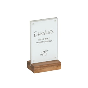 151-231854678 Tabletop Menu Card Holder - 4" x 6 1/2", Acrylic/Walnut