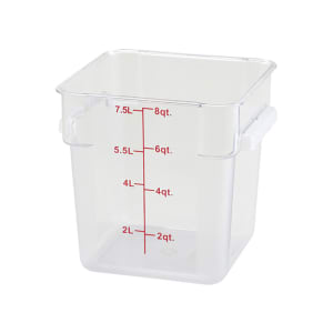 080-PCSC8C 8 qt Square Food Storage Container, Polycarbonate, Clear