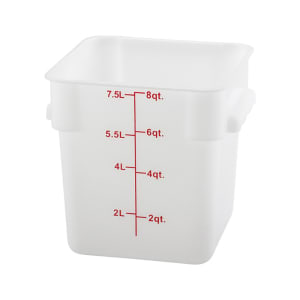 080-PESC8 8 qt Square Food Storage Container, Polypropylene, White