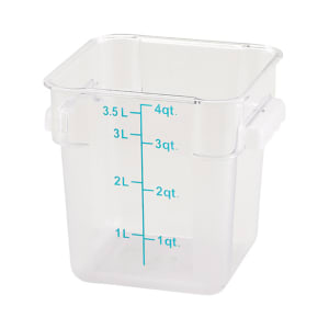 080-PCSC4C 4 qt Square Food Storage Container, Polycarbonate, Clear