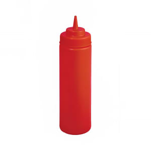 Winco PSW-24R 24 oz Plastic Squeeze Bottle, Wide Mouth, Red